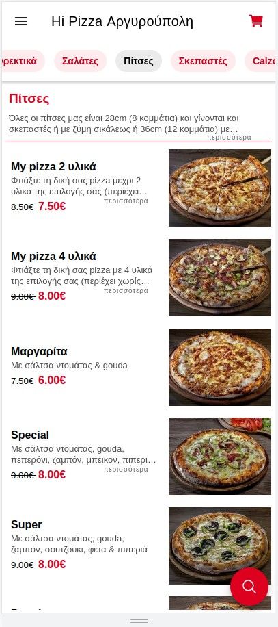 The Hi Pizza app on a phone